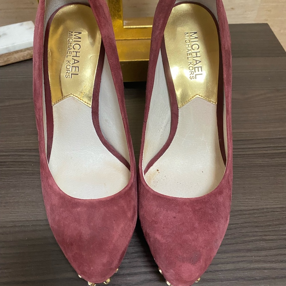 Michael kors suede burgundy heels